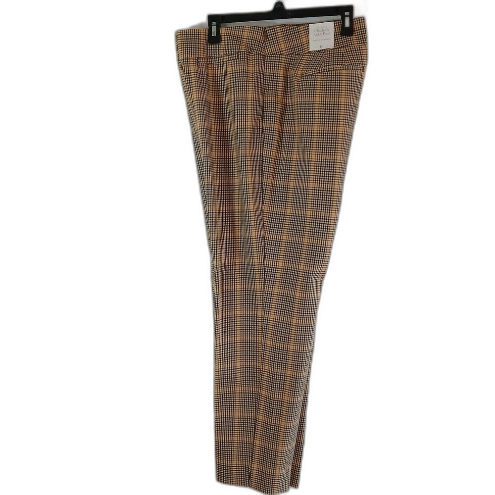 talbots chatham ankle pants Brown Plaid Sz 18 NWT preppy Classic Academia Travel